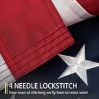 American Flag 8x12 FT Outdoor, Heavy Duty High Wind Extra Large US Flag, Embroidered Stars, 4 Brass Grommets, Giant Indestructible Tough USA Flags Suitable for Outside