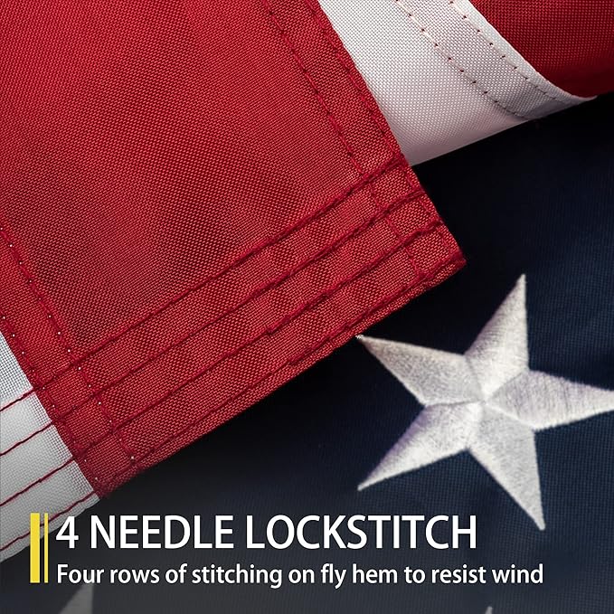American Flag 2.5x4 FT Outdoor, Heavy Duty High Wind US Flag, Embroidered Stars, Sewn Stripes, Brass Grommets, Indestructible Tough USA Flags Suitable for Outside