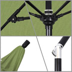 California Umbrella 9' Round Aluminum Pole Fiberglass Rib Market Umbrella, Crank Lift, Collar Tilt, Black Pole, Sunbrella Spectrum Mist