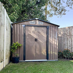Outsunny 7' x 4' Outdoor Storage Shed, Garden Tool Metal Shed with Foundation Kit, Double Lockable Door, Air Vents and Sloping Roof, for Backyard, Patio, Lawn, Brown
