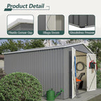 10X10 FT Outdoor Storage Shed,Metal Shed W/Lockable Doors,Air Vents & Sloped Roof,Garden Tool House W/Updated Frame Structure,for Backyard Patio Lawn,Gray