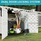 Horizontal Resin Storage Shed 36 Cu Ft with Lockable Doors, Portable Outdoor Storage Cabinet -Waterproof Outdoor Storage Box for Backyards, Easy to Assemble