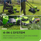 Greenworks 48V (24V x 2) 20" Brushless Cordless (Push) Lawn Mower (LED Headlight), (2) 4.0Ah Batteries and Dual Port Rapid Charger Included (200+ Compatible Tools)