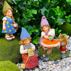 Mood Lab Miniature Garden Gnomes - Lady Gnomes Kit of 3 pcs - Figurines & Accessories Set - Outdoor or House Decor
