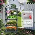 GreenGiggle 4 Tier Mini Indoor Outdoor Greenhouse,27"x19"x62" Greenhouses with PVC Cover and Roll-Up Zipper Door,Plastic Green House for Inside Grow Tent&Garden greenhouses for Outdoors