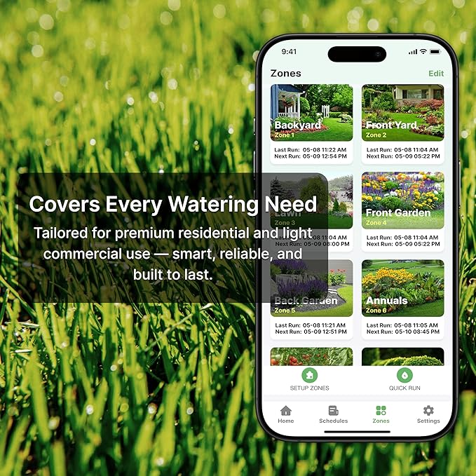 ImoLaza Outdoor Smart Sprinkler Controller, 12-Zone WiFi Irrigation Controller with Hyper-Local Weather, App Remote Control, Works w/ Alexa, Auto Watering, Rain/Freeze/Wind Skip, Smart Fault Detection