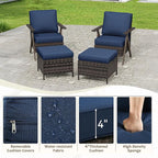 Outdoor Patio Wicker Chair Set of 2, Bistro Chair Set Patio Conversation Sets for Garden Lawn & Poolside