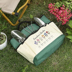Personalized Garden Tools Set for Women: Custom Text Garden Tool Bag and Garden Shovel & Transplant Shovel & Hand Rake - Gardening Gifts for Mom Grandma Gardening Lover (6 Flowers)