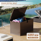 120 gal Brown Resin Deck Box, Outdoor Storage Box Waterproof Lockable, Patio Deck Box For Package Delivery, Outside Storage Box Container for Furniture Cushions, Garden Tools, Pool Accessories