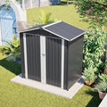 4×6 Ft Metal Outdoor Storage Shed with Floor Base, 0.25mm Galvanized Steel Metal Garden Shed Waterproof with Lockable Door for Backyard, Patio, Garden, Dark Grey