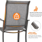 NUU GARDEN Patio Dining Chairs Set of 4, All Weather Textilene Patio Chairs,Powder-Coated Metal Frame Outdoor Patio Bistro Dining Chairs for Lawn Garden Backyard, Light Gray