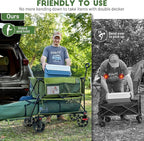 TIMBER RIDGE 400L Large Capacity Folding Double Decker Wagon with Brakes, 54" Extra Long Extender Wagon Cart, 450lbs Heavy Duty Collapsible Cart, All-Terrain Big Wheels for Camping, Sports, Shopping