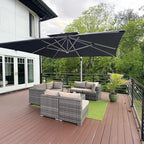 PURPLE LEAF 10' X 13' Solar Powered LED Patio Large Umbrella Offset Double Top Hanging Umbrella Outdoor Market Umbrella for Garden, Slate Gray