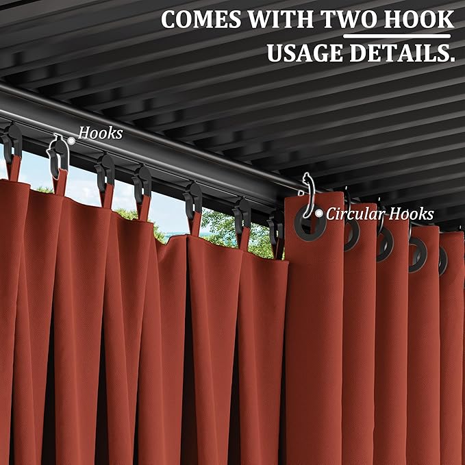 Gazebo Universal Replacement Privacy Curtain,12'×14' Gazebo Outdoor Waterproof Curtains, 4-Panels Sidewall Curtains with Double Zipper for Patio Canopy, Garden and Backyard (Curtain Only)