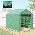 Outsunny 8' x 6' x 7' Walk-in Greenhouse, PE Cover, 4-Tier Shelves, Steel Frame Hot House, Roll-Up Zipper Door for Flowers, Vegetables, Saplings, Tropical Plants, Green