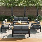LayinSun 7 Piece Aluminum Outdoor Furniture Set with Coffee Table, Outside Patio Deep Seating Conversation Set with Upgraded Washable Thick Cushion