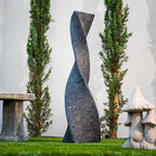 XBrand 39 in. H Freestanding Resin Fiberglass Sculptural Modern Twisted Pilar Outdoor Garden Fountain w/LED Light