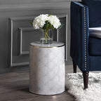 JONATHAN Y TBL1001A Fish Scale 17" Modern Ceramic Indoor/Outdoor Garden Stool, Coastal, Contemporary, Transitional, Side Table, Plant Stand, Spill-Proof, Living Room, Garden Room, Patio, White/Gold