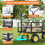 1400LB Capacity Garden Cart, 3-in-1 Heavy Duty Utility Wagon with 13" All-Terrain Tires, Removable Mesh Sides & 180° Swivel Handle - Outdoor Yard Cart for Gardening, Farming, Patio Use