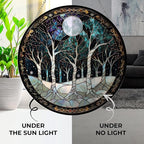 Snow Stained Glass Window Hanging Christmas Tree Winter Snow Night Scenery 6.3" - Suncatcher Door Garden Kitchen Sun Catcher Home Decor Birthday for Mom Men Woman Friend Family