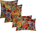 RSH DECOR: Lumbar & Square Throw Pillows Set of 4 | 20" x 12" & 17" x 17" | All-Weather Spun Fabric | Water and Fade-Resistant | Outdoor Accent Pillows for Patio Furniture | Colsen Berry