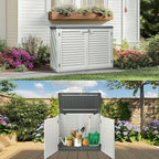 VINGLI Outdoor Storage Shed, Resin Storage Cabinet with Lockable Design, Weatherproof Tool Shed with HDPE Material, Resin Deck Box for Garden Tools, Pool Equipment, Garbage Cans, White (31.5 Cu.ft)