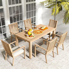 Patio Dining Chair Set of 4, Aluminum Outdoor Dining Chairs with Waterproof Cushions, Metal Outdoor Patio Furniture Seating for Porch, Balcony, Deck, Backyard, Light Wood Color