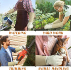 HANDLANDY Pruning Gloves Long for Men & Women, Pigskin Leather Rose Gardening Gloves- Breathable & Durability Gauntlet Glove Medium