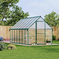 8X14 ft Polycarbonate Greenhouse with Aluminum Frame, Polycarbonate Greenhouse for Outdoors, Greenhouses with Ventilation and Rain Gutter, Aluminum Large Walk-in Greenhouses for Outside