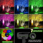 LANSOW Solar Spot Lights Outdoor Color Changing, 7 Modes/4 Pack, Waterproof, Solar Powered Flood Lights for Outside Yard Garden Pathway