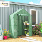 Outsunny 56" x 29" x 76" Portable Walk-In Garden Greenhouse with Built In 3-Tier Shelves