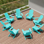 YEFU Adirondack Chairs Set of 8: Plastic Adirondack Chairs - Patio Chairs with Wood Texture - Outdoor Chair HIPS - Lawn Fire Pit Deck Porch Garden Chairs for Adults (Aruba)