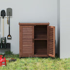 Elegant Brown Solid Wood Potting Bench with Storage Cabinet & Durable Metal Table Top for Outdoor Patio, Perfect Garden Furniture Workstation 31.5x17x36