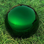 Lulu Decor, Size 12 Green Stainless Steel Gazing Mirror Ball, Smooth Reflective Shiny Garden Decoration Globe