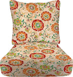 RSH DECOR Deep Seating Cushion with Pillow Back | 23.5” x 25” Seat | Water and Fade-Resistant Spun Fabric | Outdoor Chair Cushion Set for Patio Furniture | Fanfare Sonoma