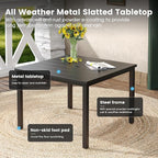 DIFY 40.2" Square Patio Dining Table for 4, Outdoor Metal Dining Table with 1.57" Umbrella Hole for Backyard Lawn Garden, Black