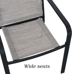 5-Piece Outdoor Patio Dining Set, 40-Inch Round Glass Table with 4 Stackable Chairs, Beige Grey