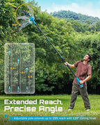 SEESII 2-in-1 Cordless Pole Saws for Tree Trimming, 6 Inch Mini Electric Chainsaw with 2 x 4000mAh Batteries, Battery Powered Chain Saw with Extension Pole, Tree Trimmer Limb Branch Cutter Pruner