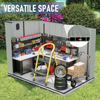 Domi 6.2x7.8 FT Outdoor Resin Storage Shed, All-Weather Double-Wall Storage Building with Sloping Roof for Backyard, Garden, Lawn Tools, Mower, Bike & Pool Equipment, Lockable Doors, Ventilated Roof