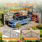 12x20 FT Heavy Duty Metal Garage Shed, Extra Large Outdoor Storage Building with Double Doors, Side Door & Window, Waterproof All-Weather Steel Carport for Vehicle & Equipment Storage