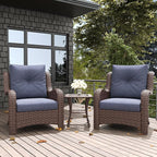 LayinSun 3 Pieces Outdoor Patio Furniture Set, Rattan Wicker Chairs Sets with Armchairs and Coffee Table