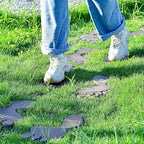 Sungmor Cast Iron Footprint Garden Stepping Stones, Set of 2 Sturdy Metal Left & Right Stepping Mat for Front Door, Outdoor Decorative Paver Mat for Yard Lawn Walkway Landscaping