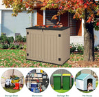 YITAHOME Extra Large Outdoor Horizontal Storage Shed, 4.5x4ft Resin Tool Sheds w/o Shelf, Easy to Assemble Waterproof Storage for Trash Cans, Garden Tools, Lawn Mower, Lockable, Brown