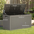 YITAHOME 80 Gallon Outdoor Storage Box, Large Water Resistant Resin Deck Box, Indoor Outdoor Lockable Rattan Storage Container for Patio, Garden, Cushions, Tools, Equipment (Taupe)