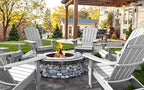 YEFU Adirondack Chair Weather Resistant: Outdoor Chair HIPS Plastic Adirondack Chairs - Patio Chairs with Wood Texture - Lawn Fire Pit Deck Porch Garden Chairs for Adults (White)