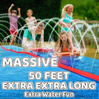 JAMBO 50Ft MEGA XXL Water Slide and 2 Bodyboards, Heavy Duty Slip and Splash with Inflatable Crash Pad, Long Summer Water Toy Sprinkler, Backyard Outdoor Fun n Toys for Kids