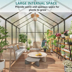 Greenhouse for Outdoors 8x14x7.8FT, Polycarbonate Greenhouse with Stronger Wind Protection and Roof Vent, Walk-in Large Aluminum Sunroom Winter Proof, Black