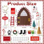 Haooryx Christmas Magic Wooden Miniature Fairy Doors Accessories - 22Pcs Christmas Elf Magic Door for Wall Fairies Magical Door Decoration Christmas Party Outdoor Xmas Decor (Red & White Border)