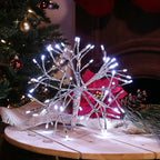 Alpine Corporation | 10"H Indoor Christmas Snowflake Ornament with White LED Lights — Elegant Glowing Silver Holiday Décor for Tabletops & Mantels