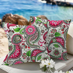 WOLKI Waterproof Outdoor Pillows 20x20 Feather and Down Filled Throw Pillow for Patio Furniture, Outside Decorative Pillow Set of 2 Flower